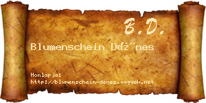 Blumenschein Dénes névjegykártya